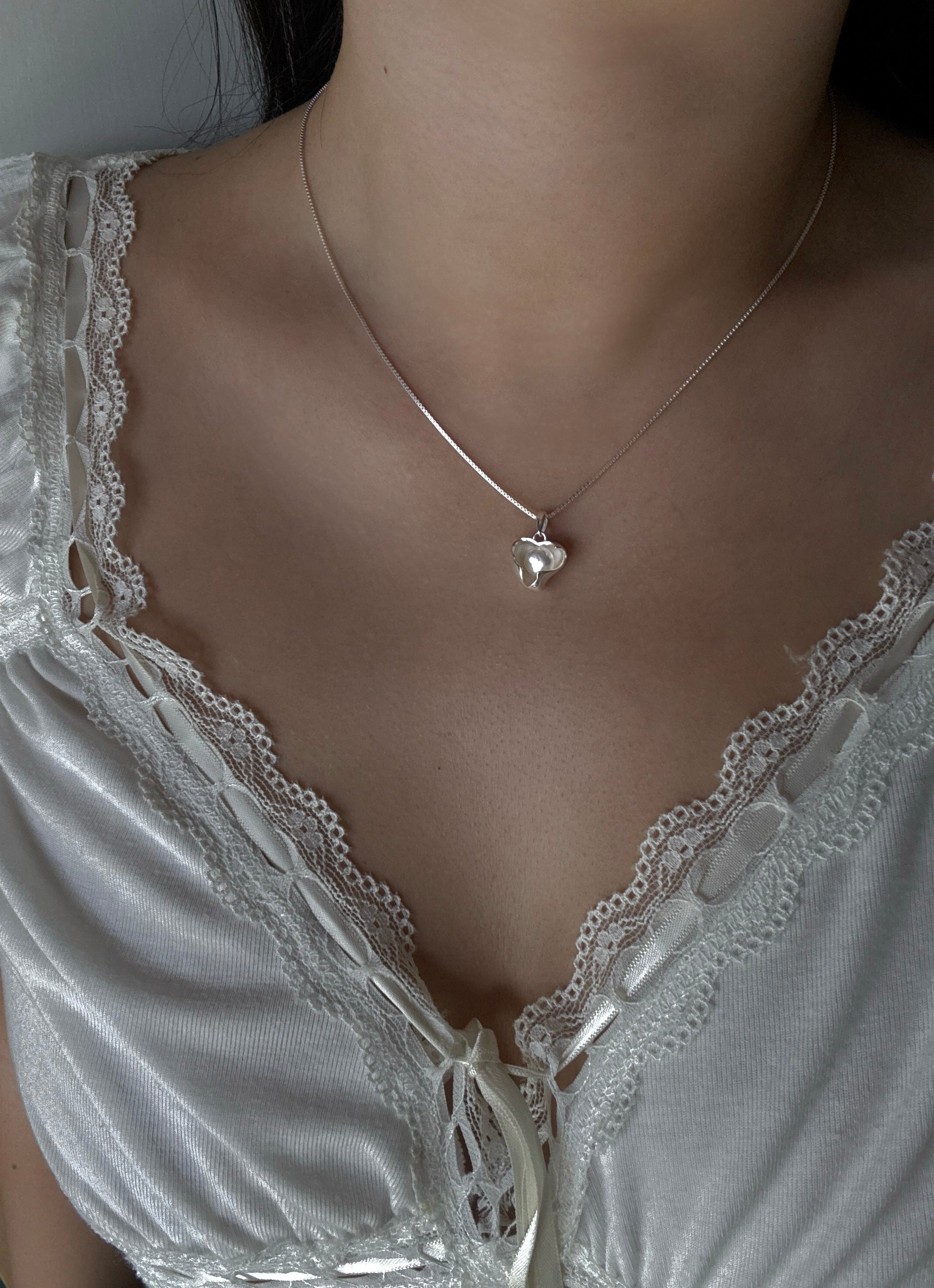 Molten Pearl Heart Necklace