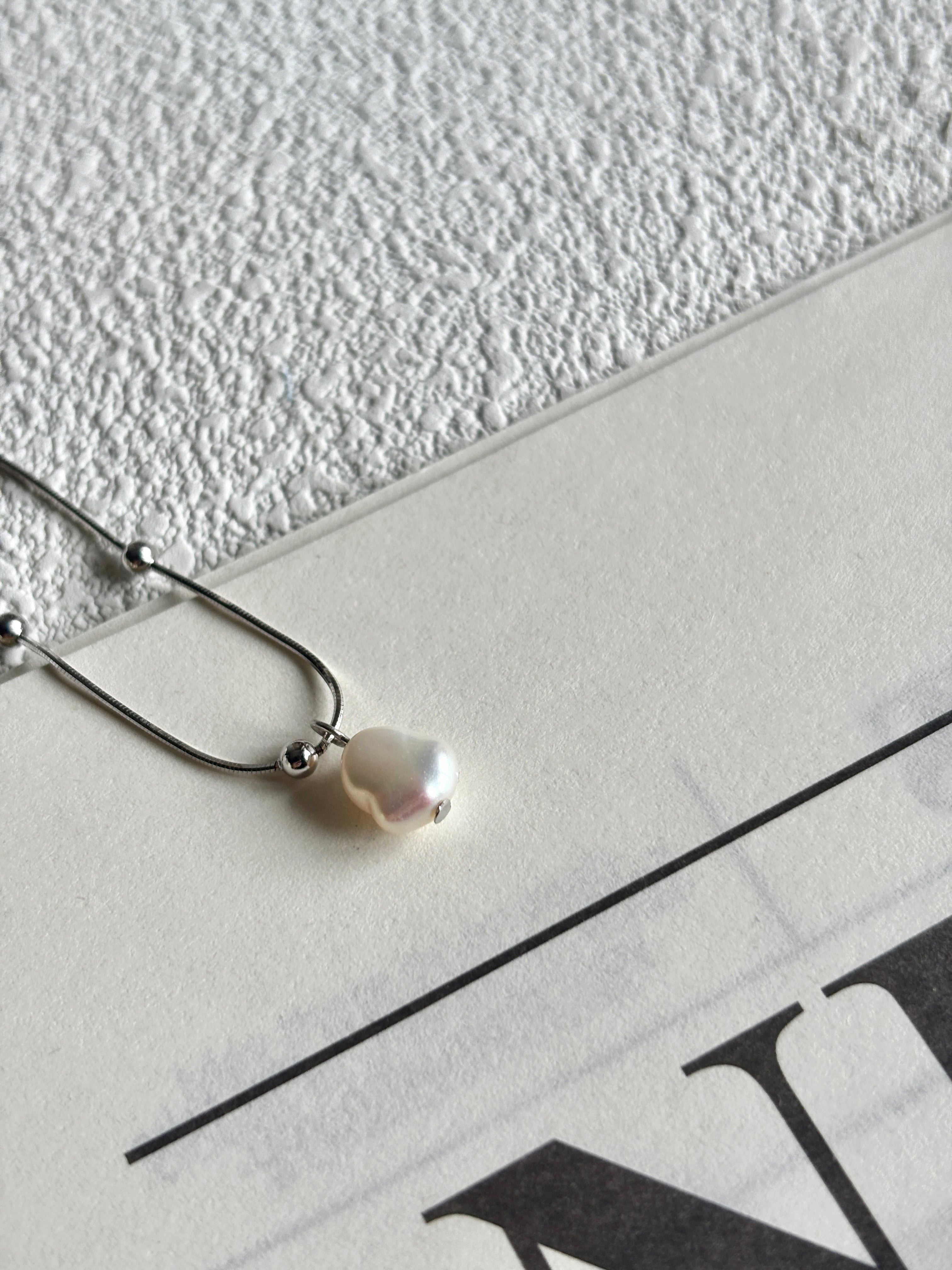 Silver Tide Baroque Pearl Drop Necklace
