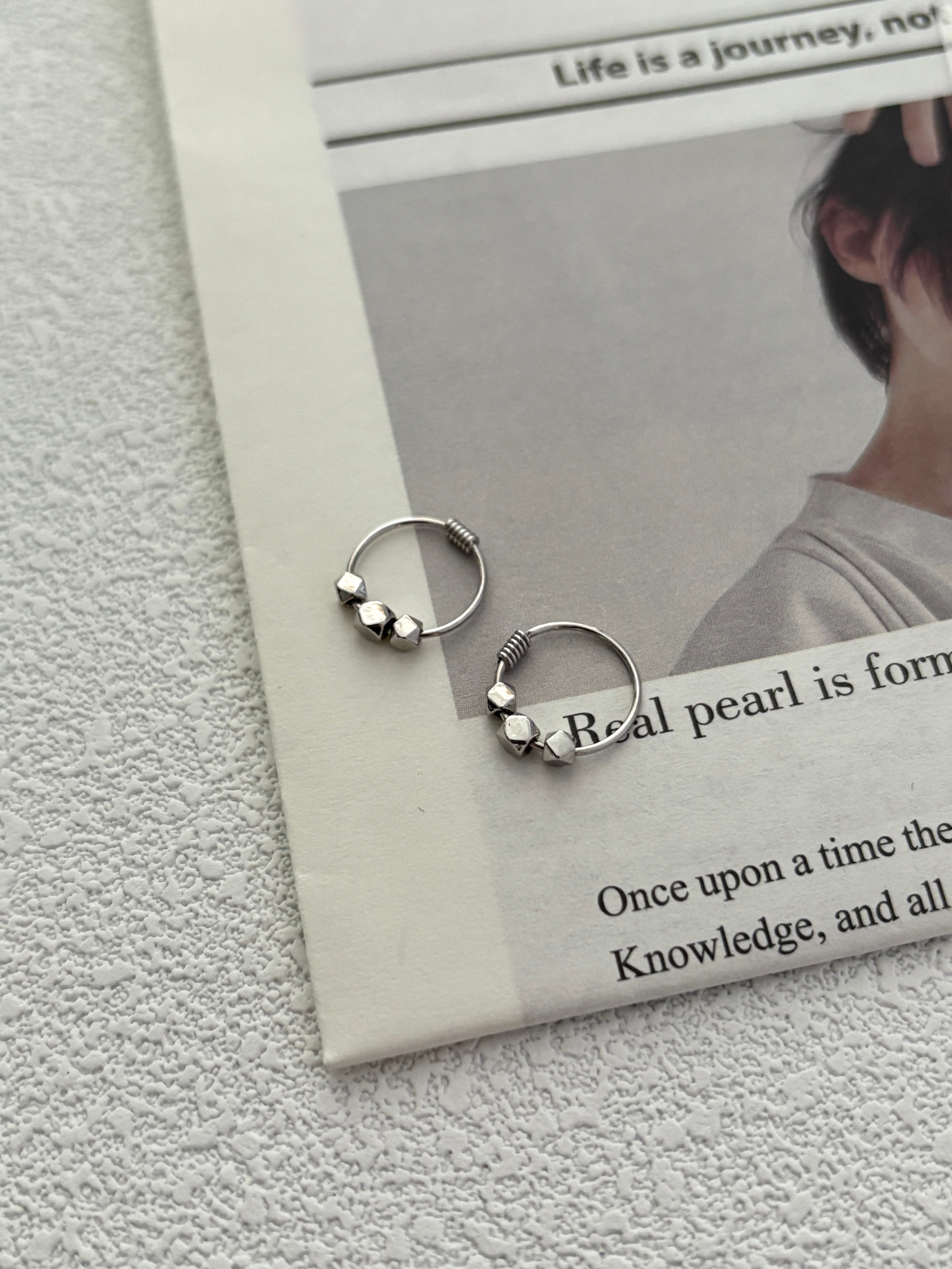 Prism Bead Mini Hoop Earrings