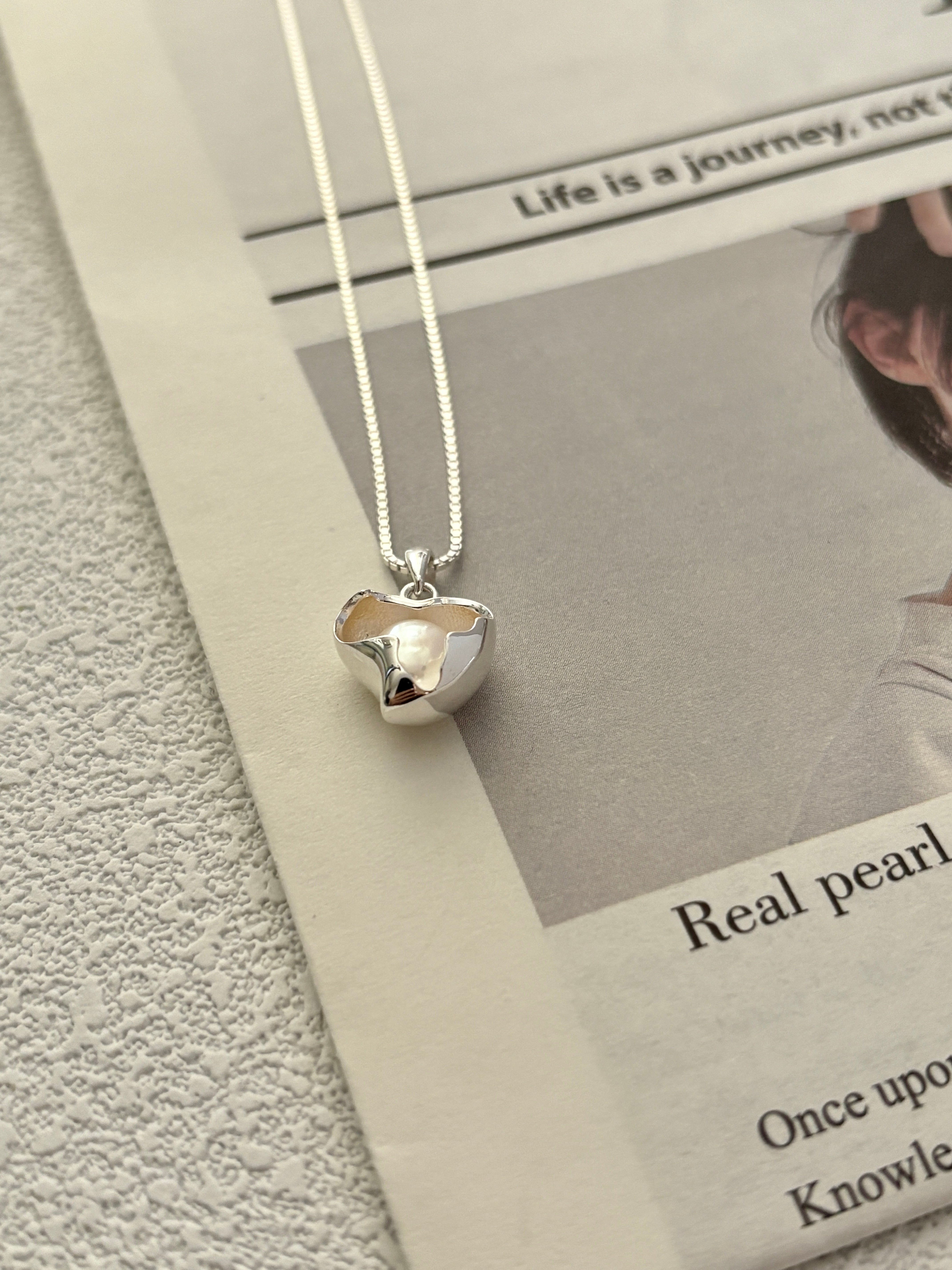 Molten Pearl Heart Necklace