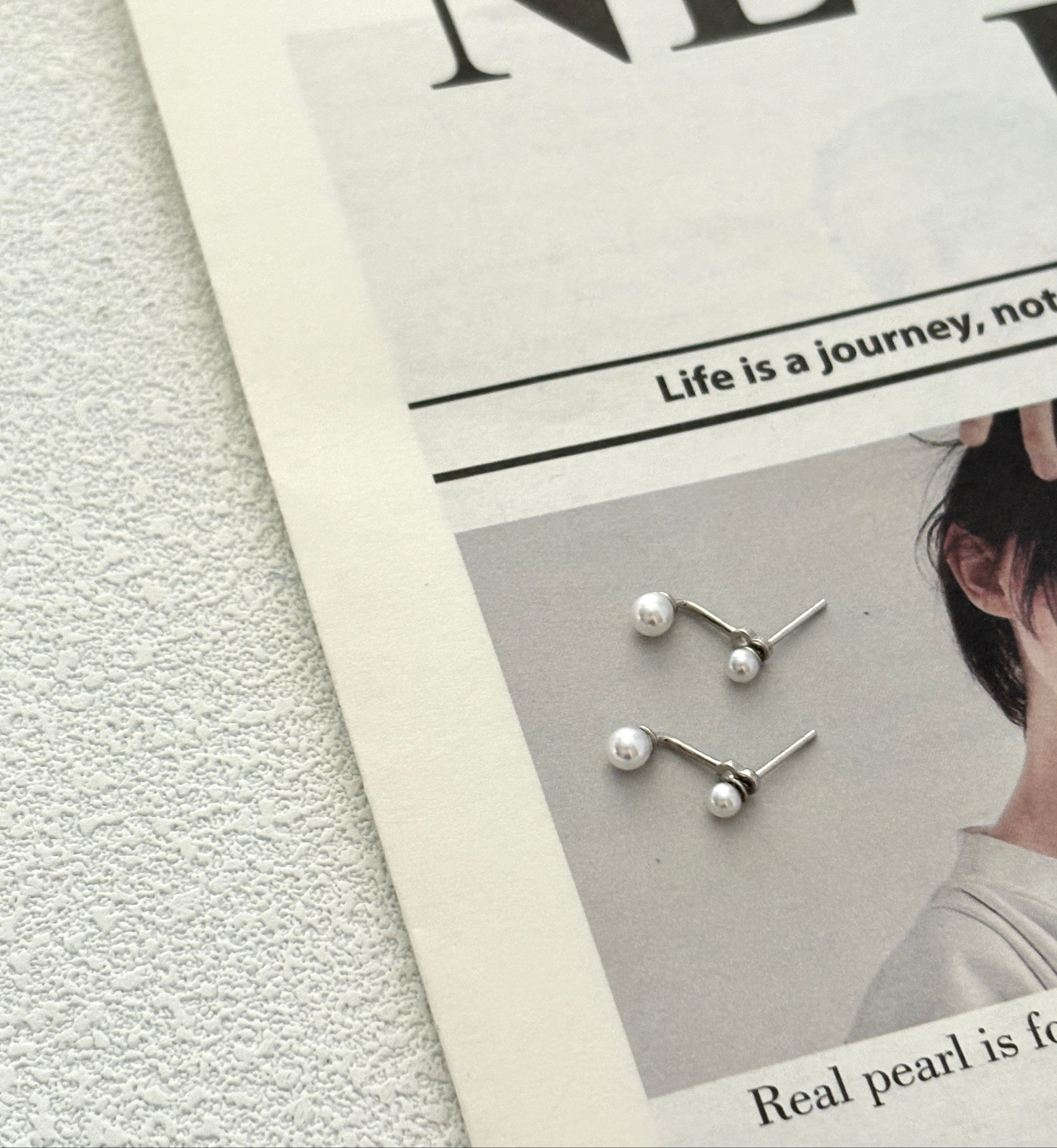 Pearl‑Style Arc Jacket Earrings