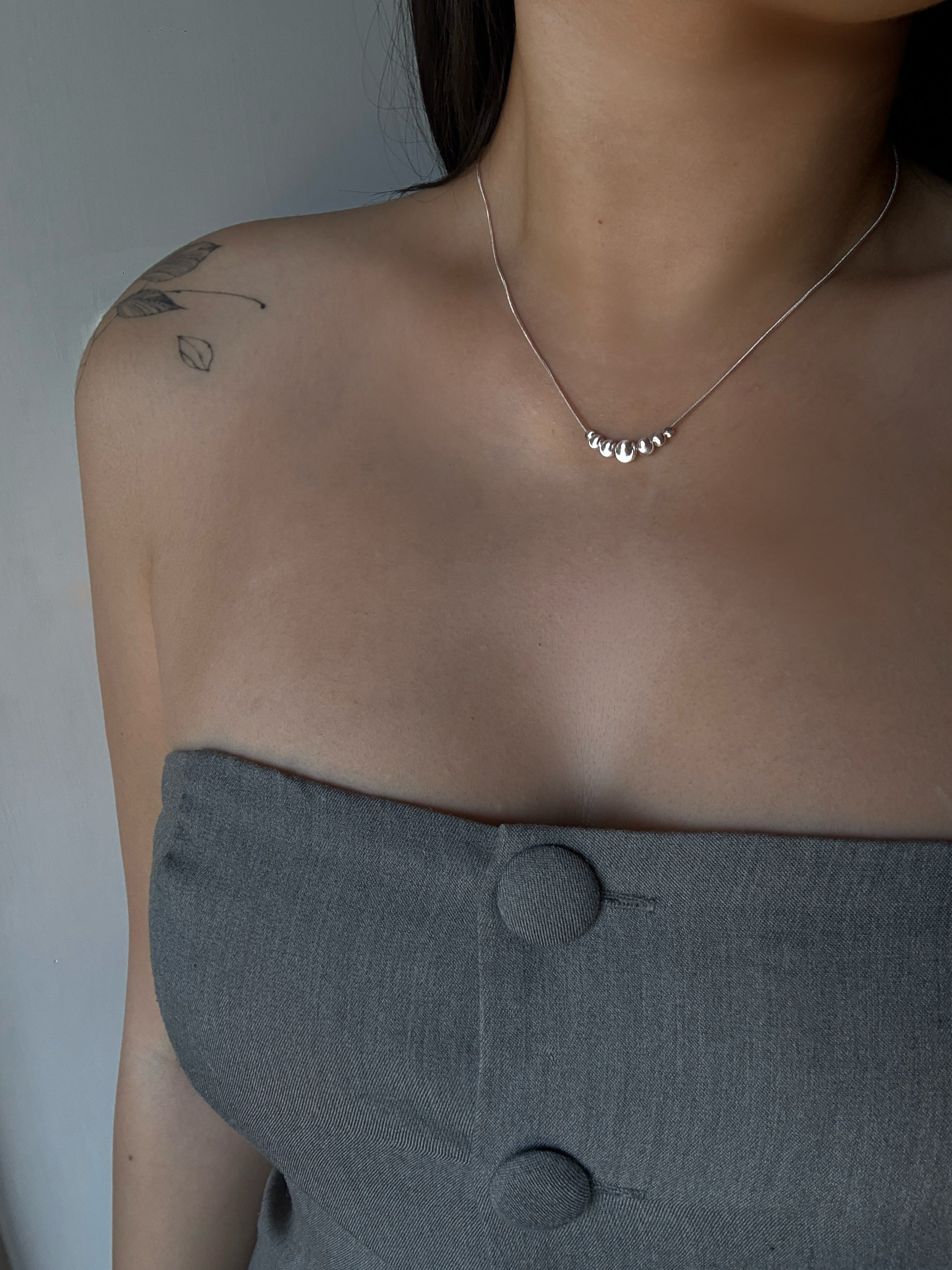 Liquid Pebble Silver Snake Chain Necklace