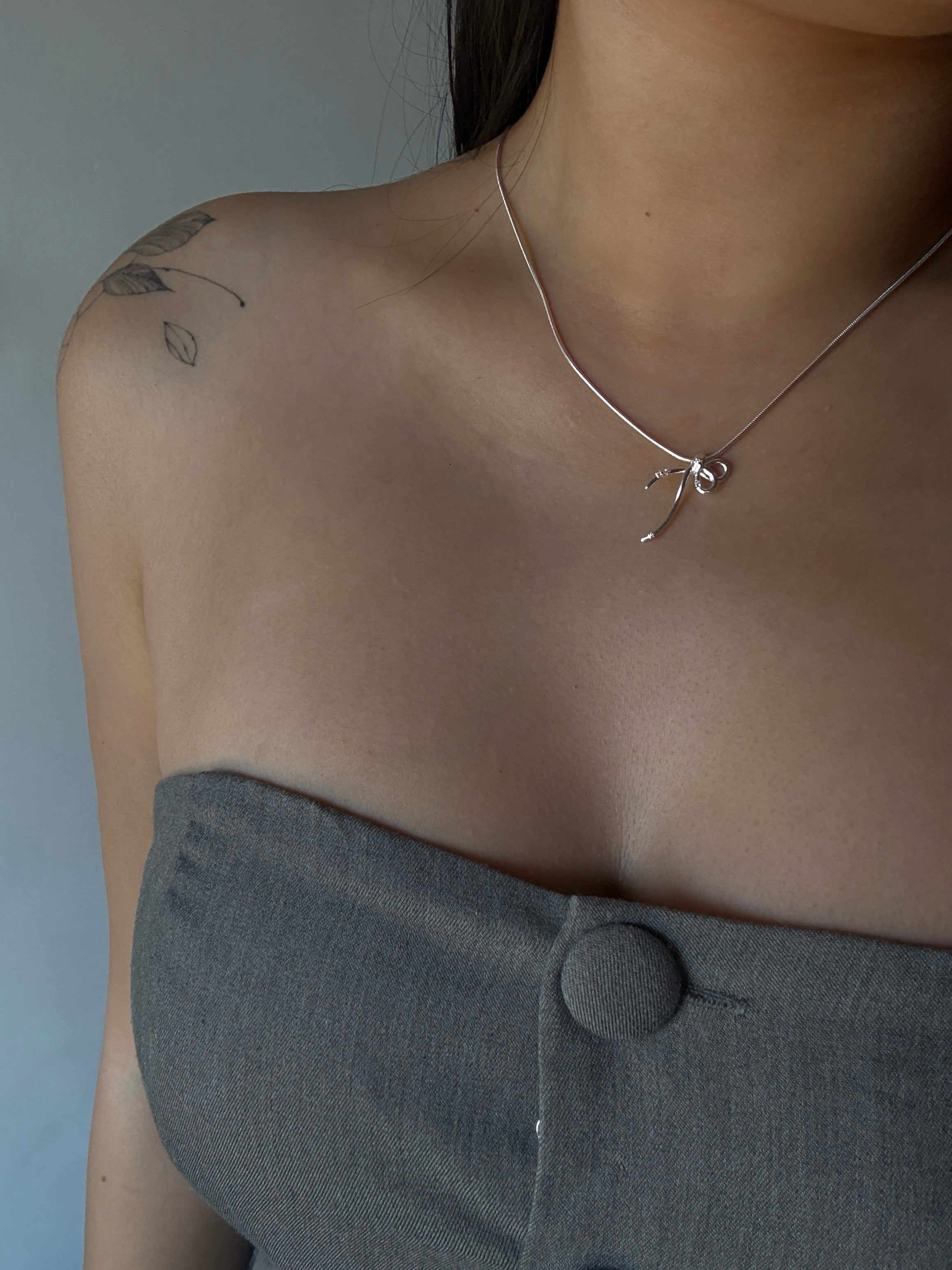 Satin Ribbon Bow Necklace