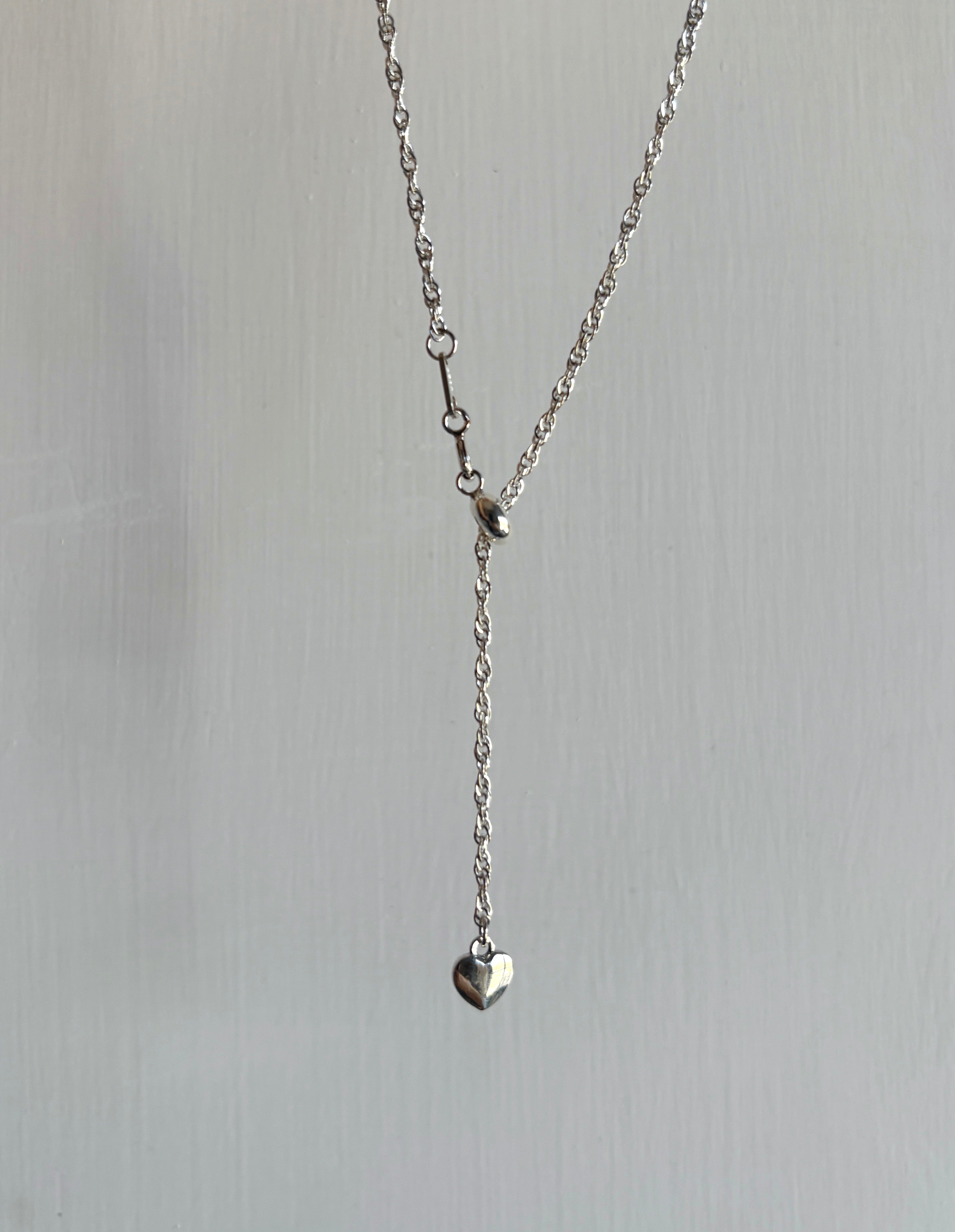 Petite Heart Drop Lariat Necklace