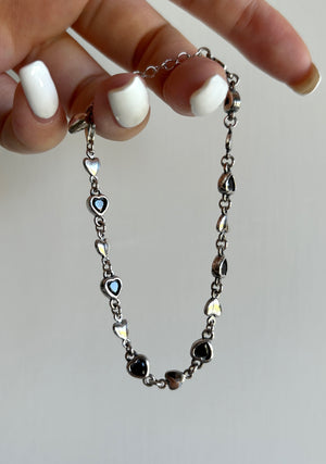 Black Velvet Heaart Link Bracelet