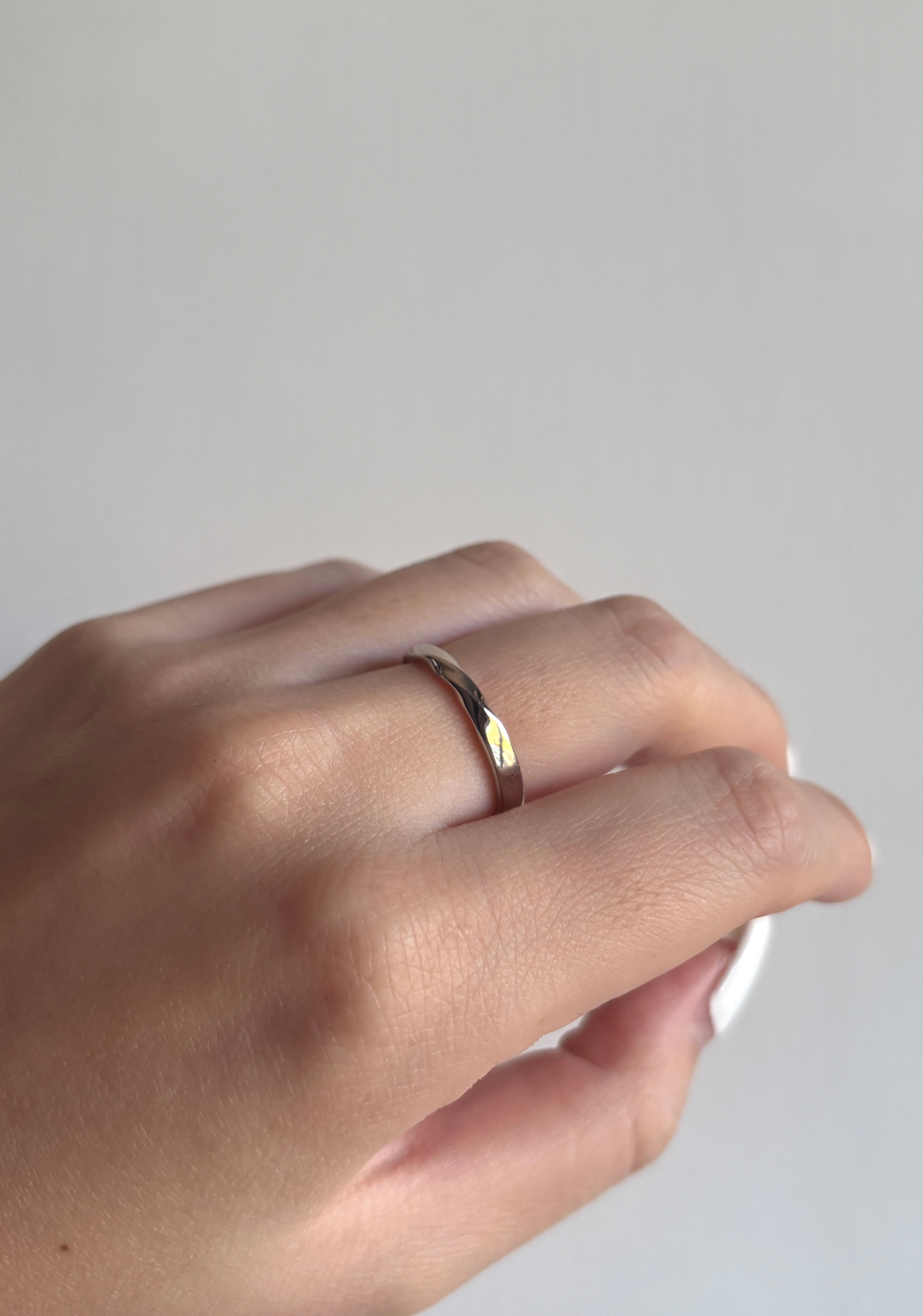 Ripple Twist Silver Adjustable Ring