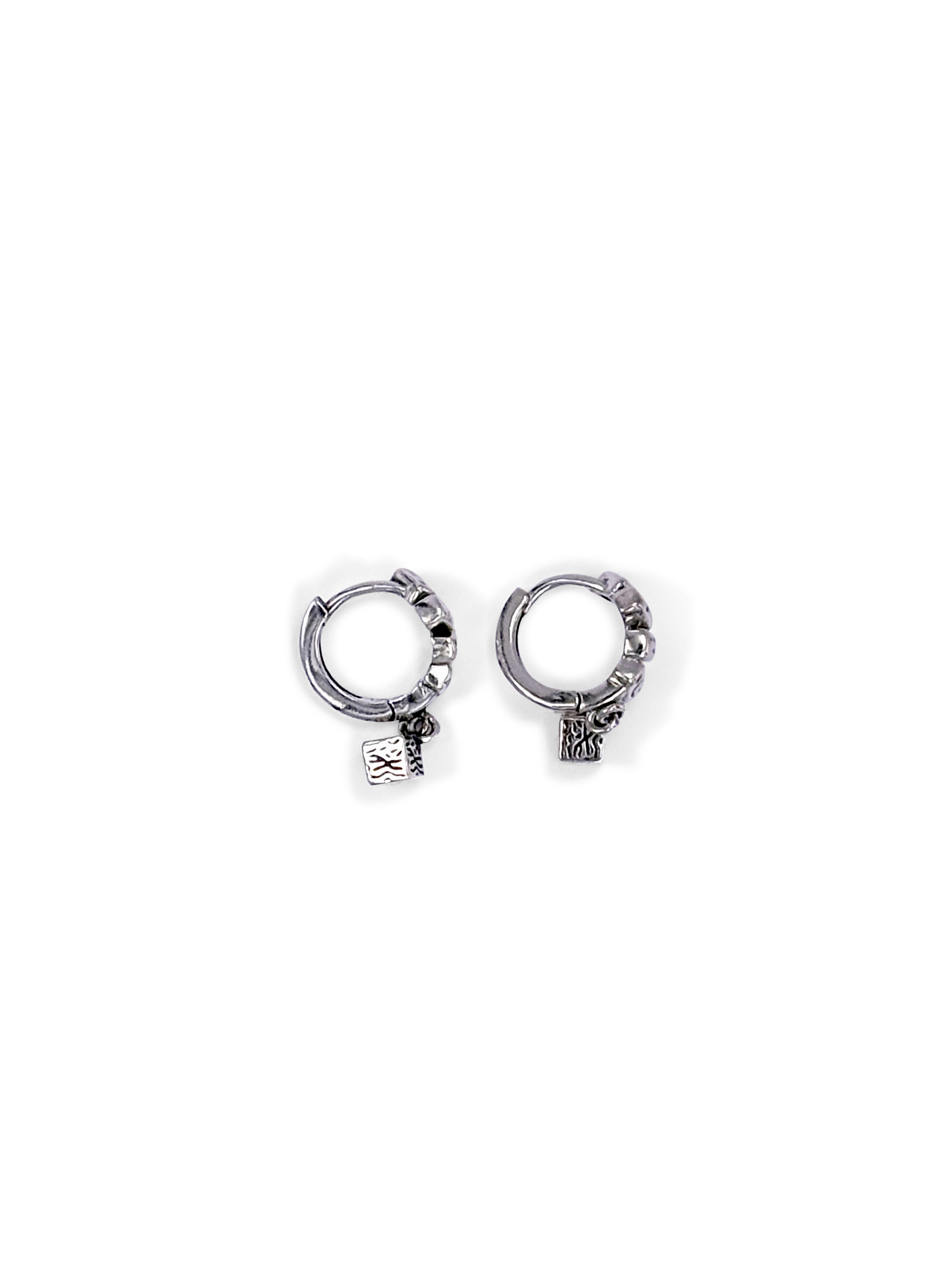 Cube Drop Nugget Huggie Earrings