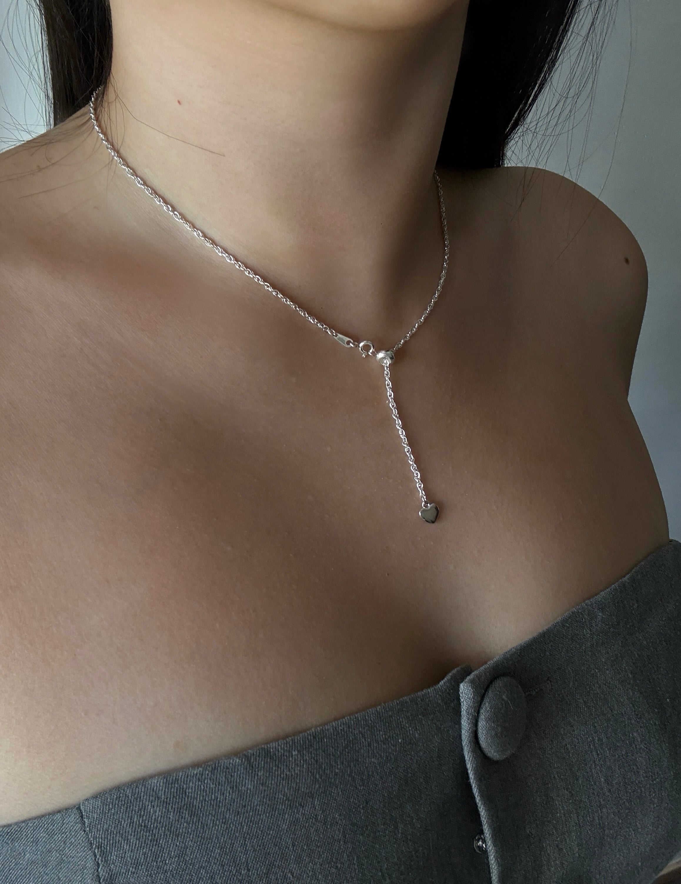 Petite Heart Drop Lariat Necklace