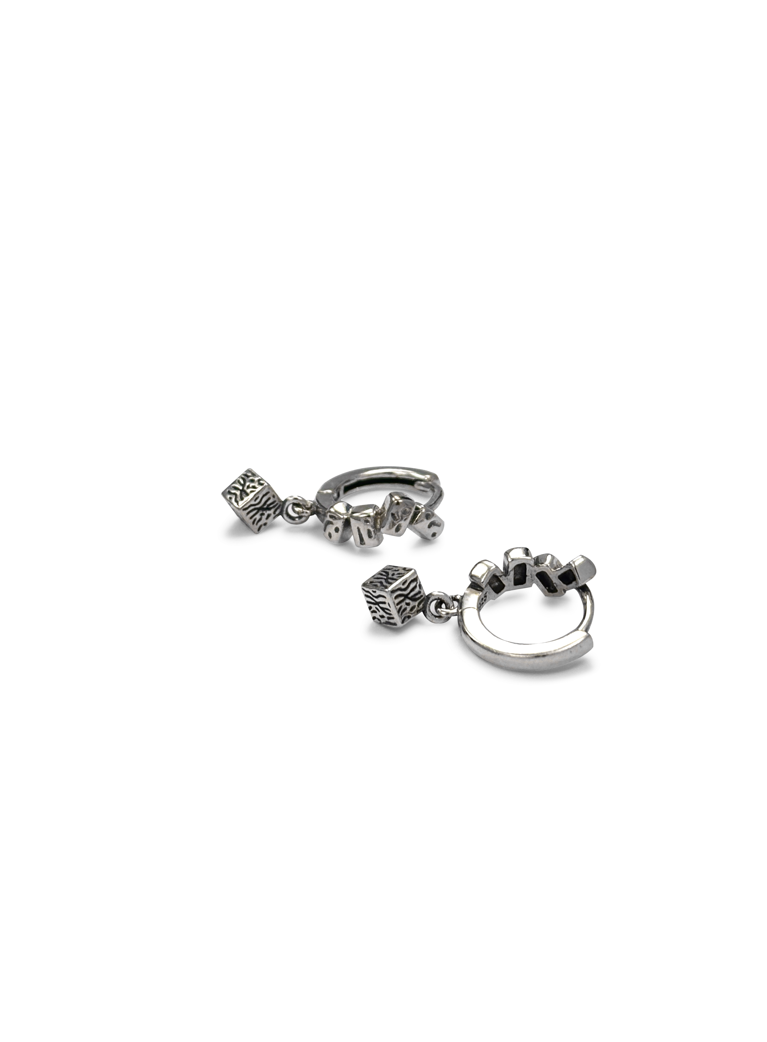 Cube Drop Nugget Huggie Earrings