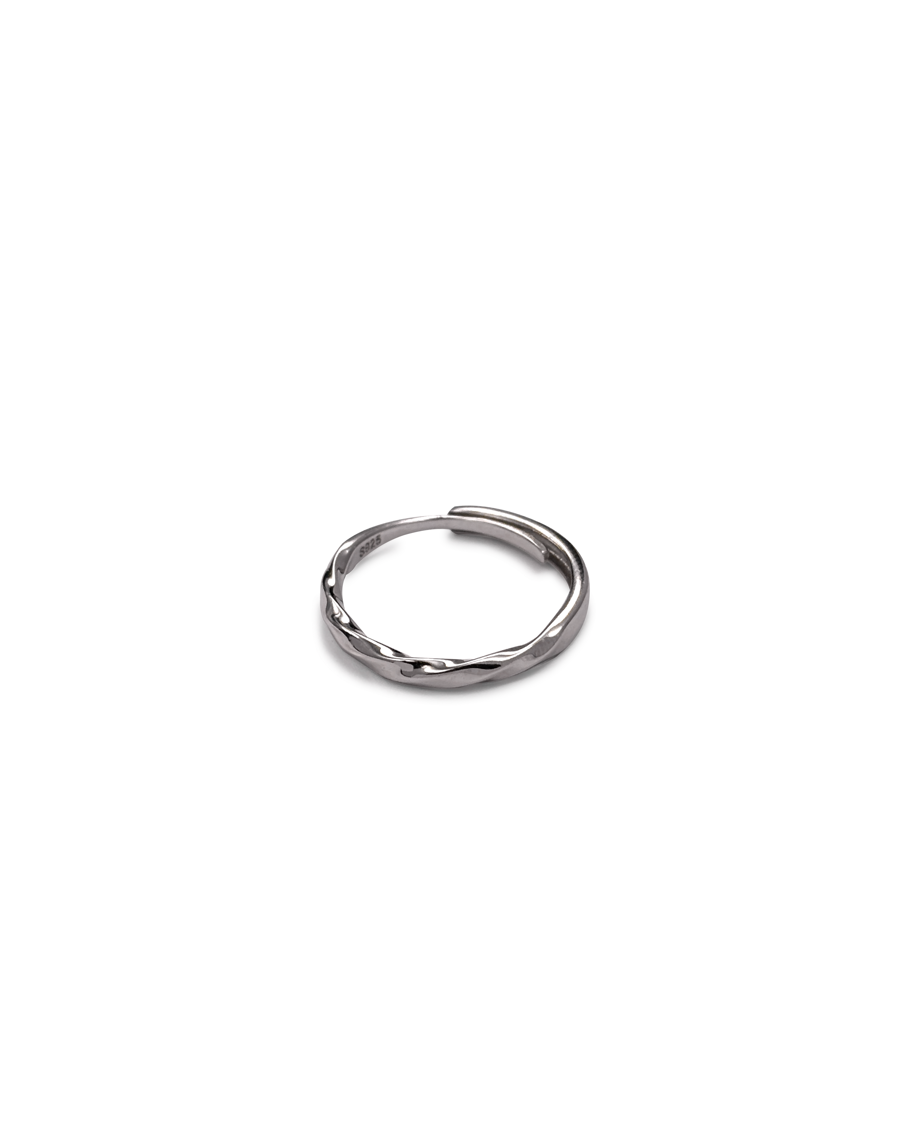 Ripple Twist Silver Adjustable Ring