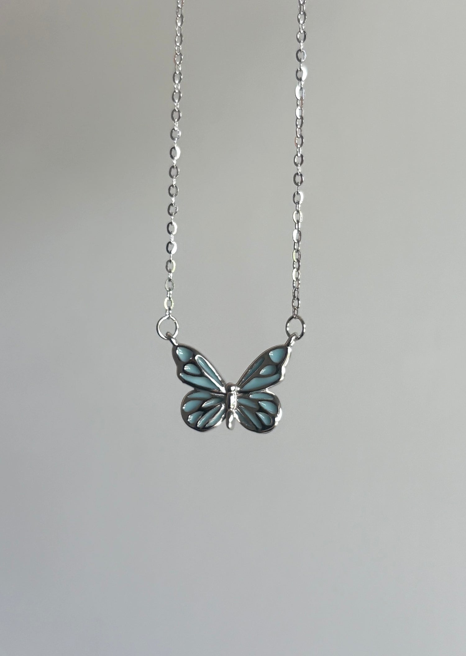 AquaGlow Butterfly Necklace