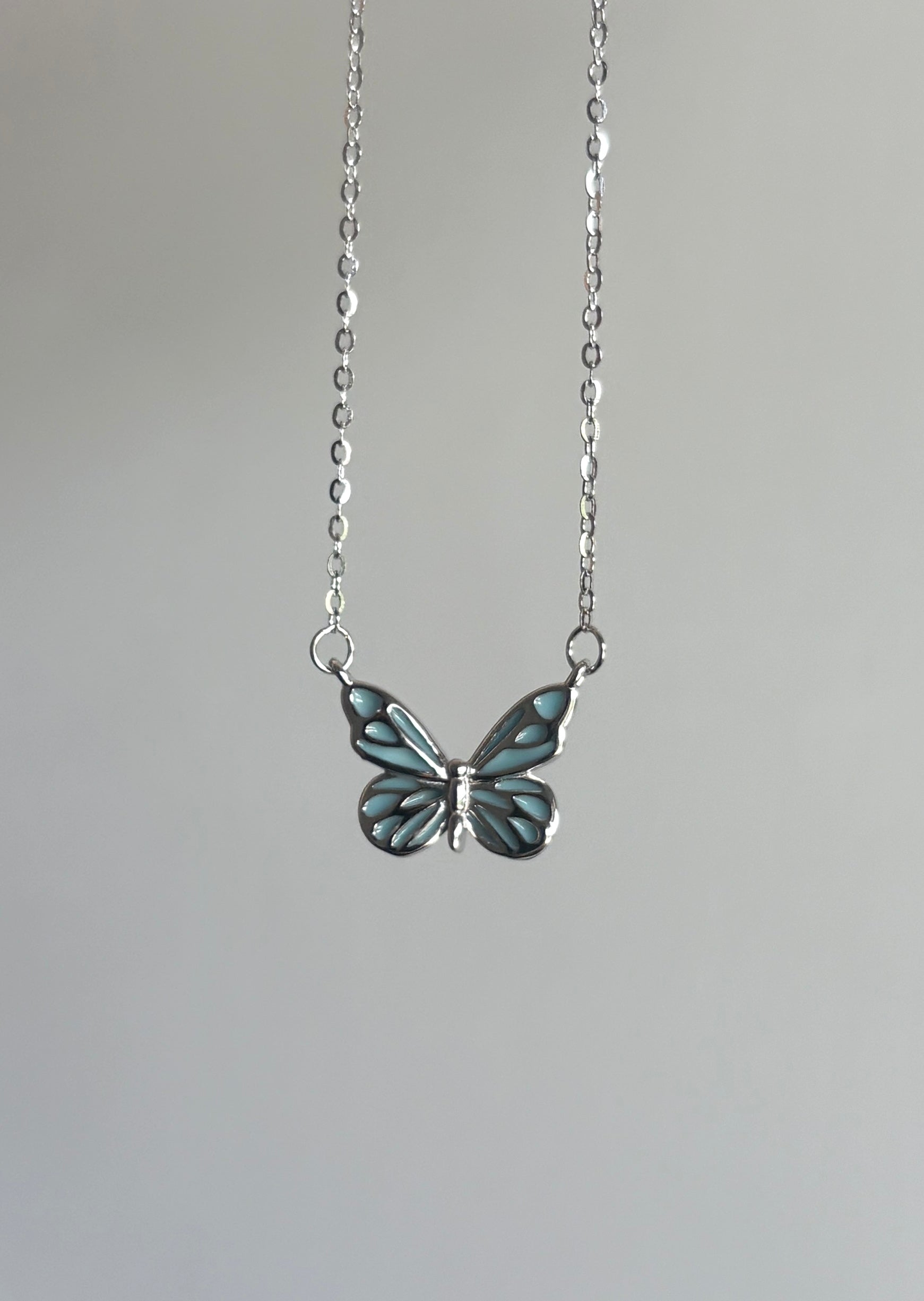 AquaGlow Butterfly Necklace