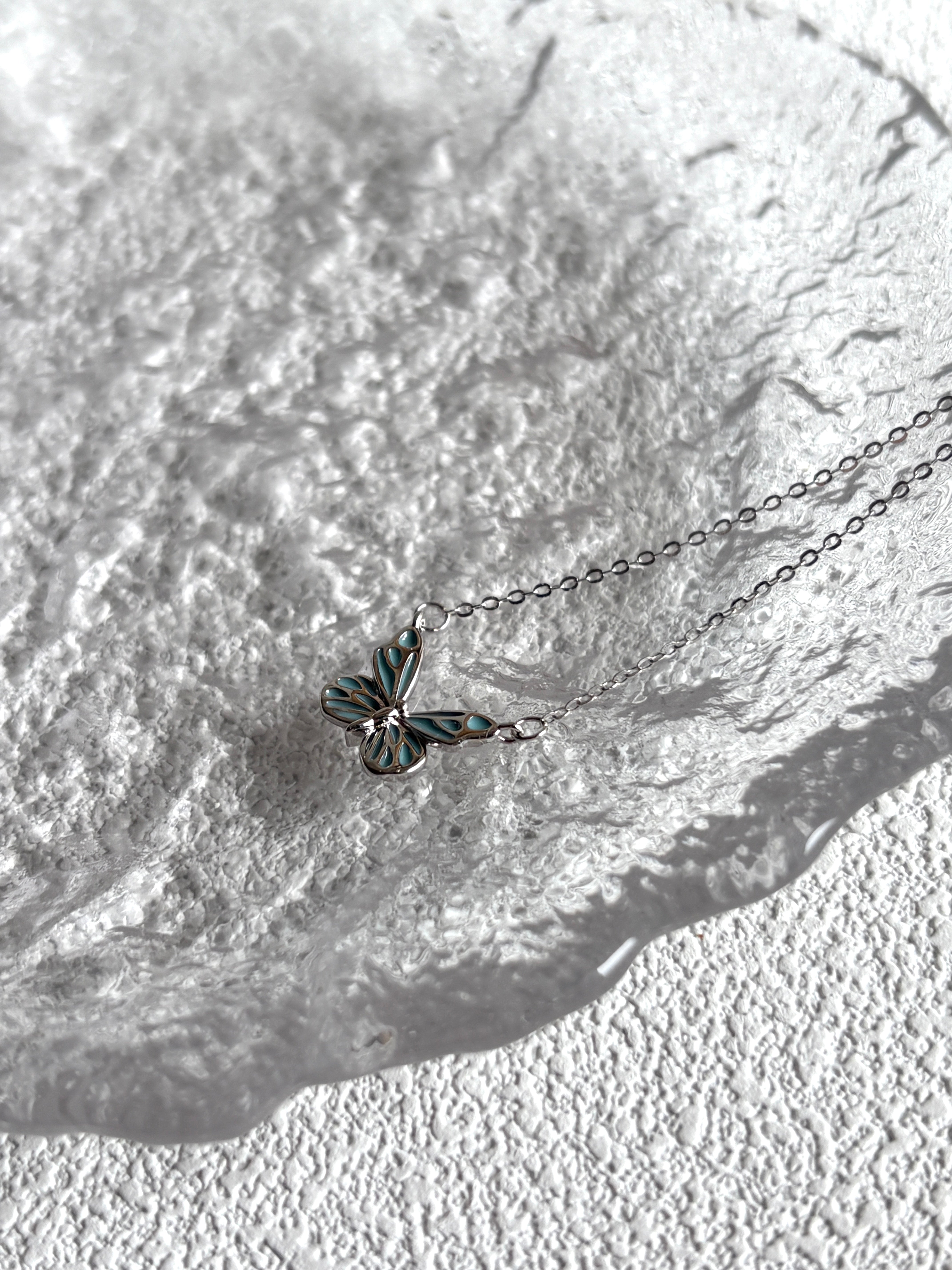 AquaGlow Butterfly Necklace