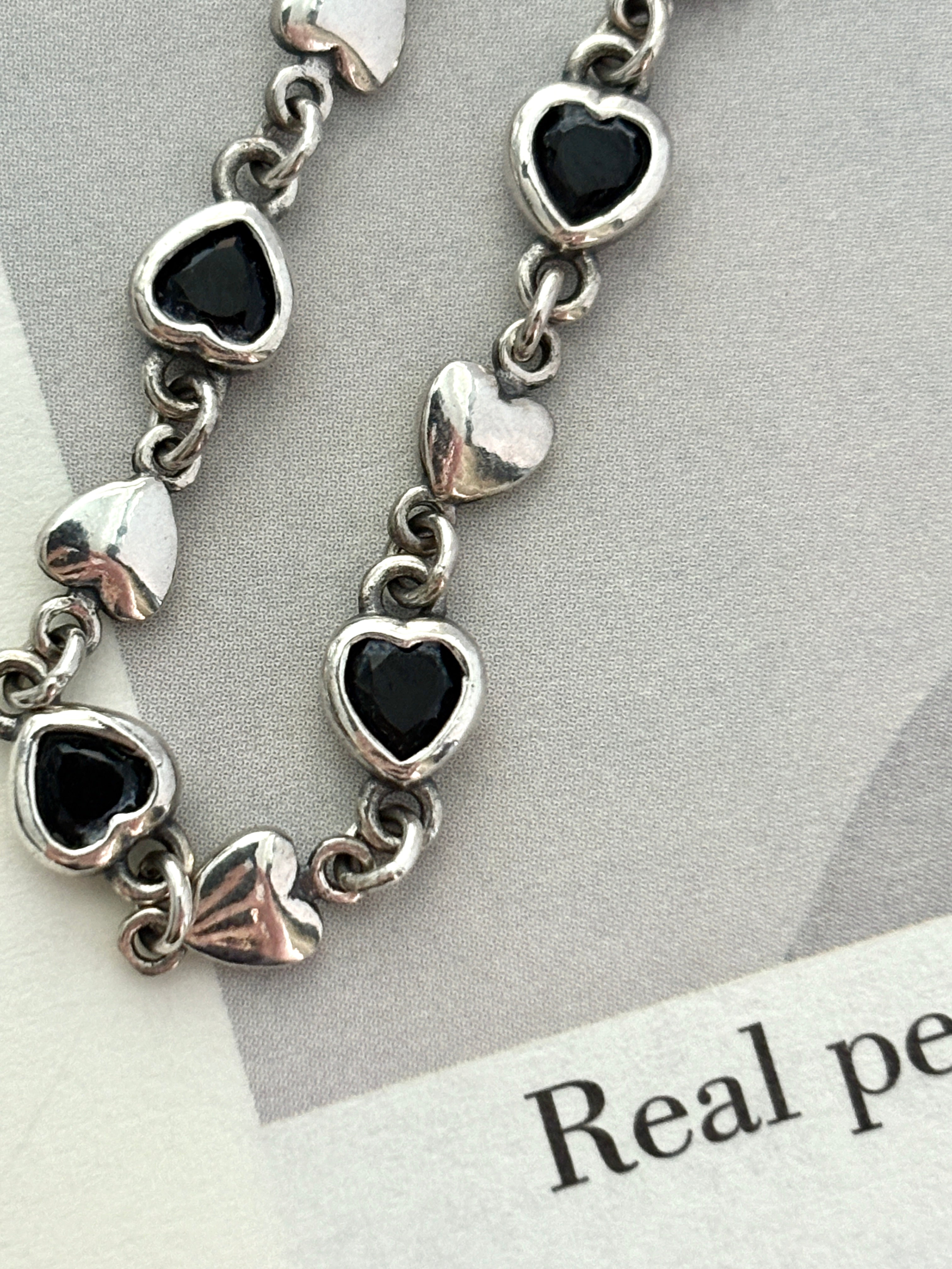 Black Velvet Heaart Link Bracelet